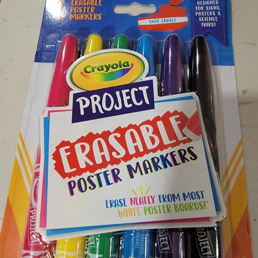 Crayola Erasable Poster Markers Poster Board Markers Cool School Supplies 6ct - Picture 3 of 7